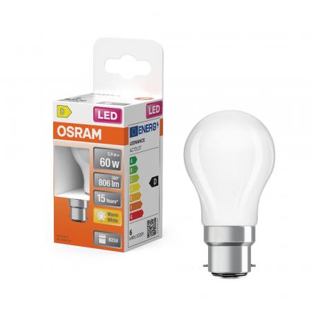 OSRAM B22d LED Lampe Star Classic P 60 matt 5,9W wie 60W warmweißes Licht mit hoher Farbwiedergabe